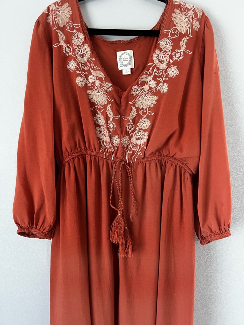 Francescas Blue Rain burnt orange boho maxi dress, small - Picture 4 of 11